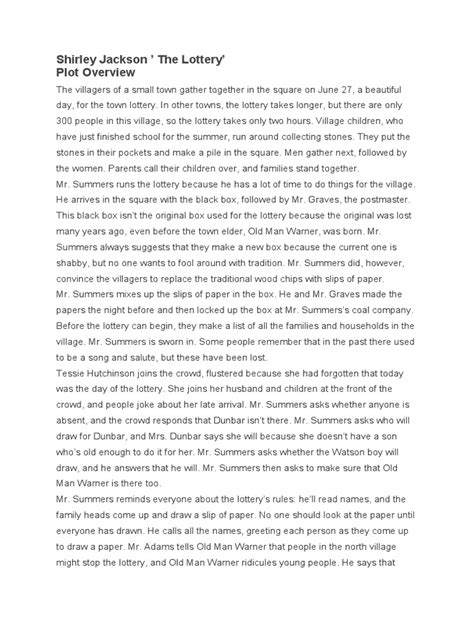 the lottery by shirley jackson pdf.